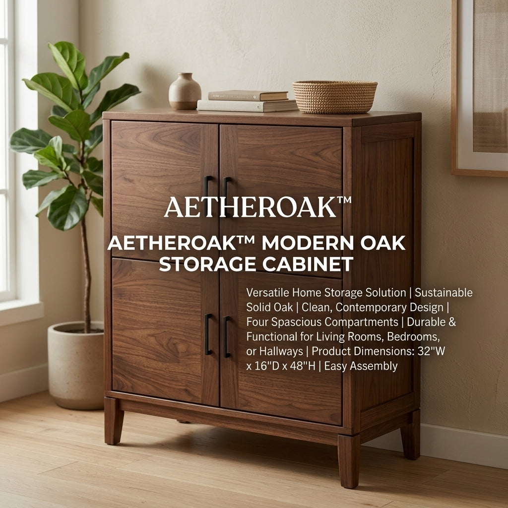 AETHEROAK™ HavenOak 4-Door Accent Storage Cabinet