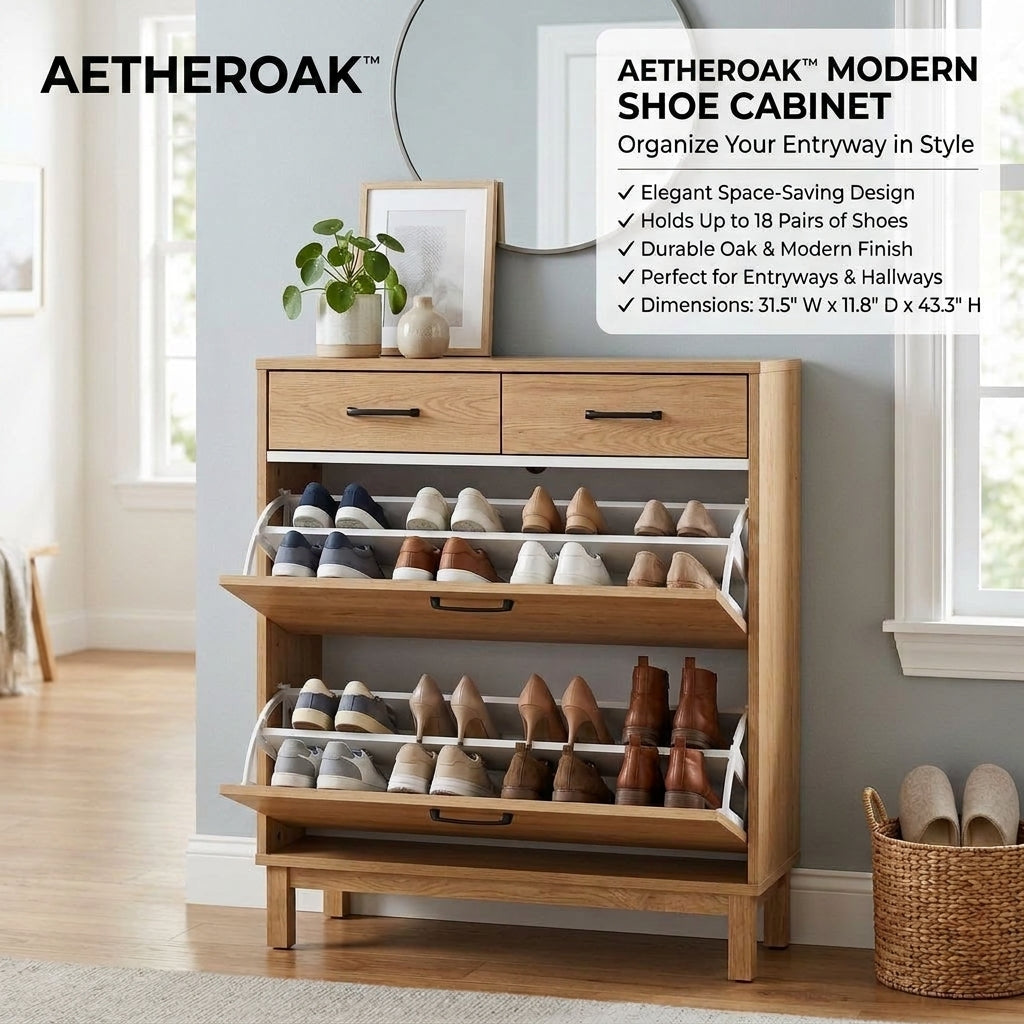 AETHEROAK™ HavenFold Entryway Shoe Cabinet